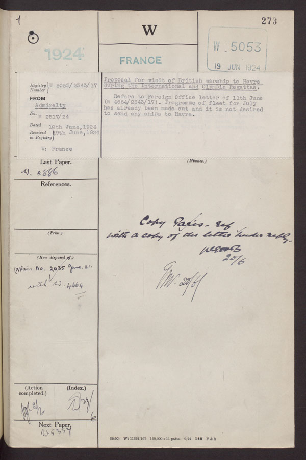 Extract from record FO 371/10542/5053