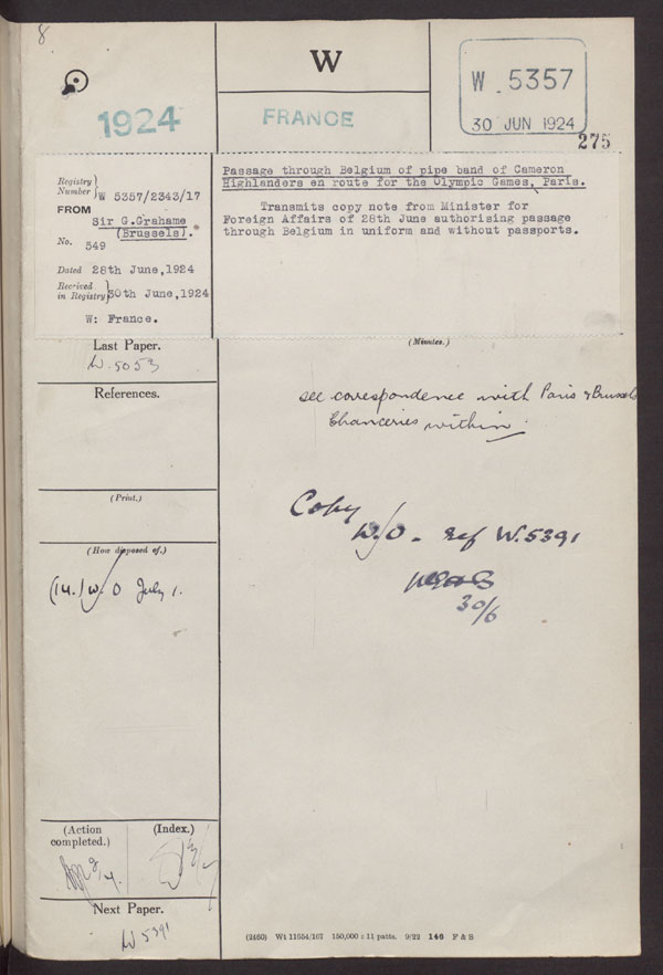Extract from record FO 371/10542/5357