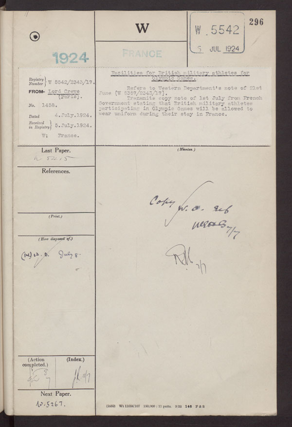 Extract from record FO 371/10542/5542