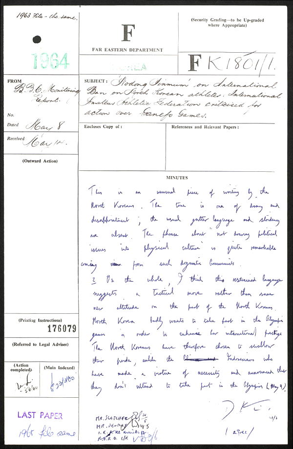 Extract from record FO 371/176079