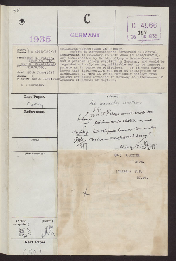 Extract from record FO 371/18865/4966