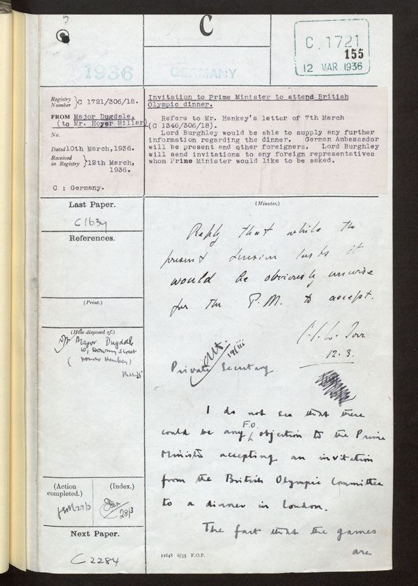 Extract from record FO 371/19940/1721