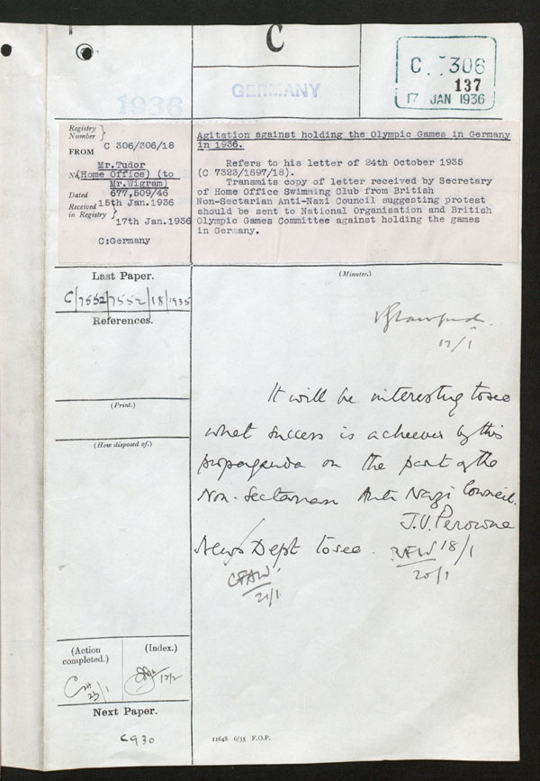 Extract from record FO 371/19940/306