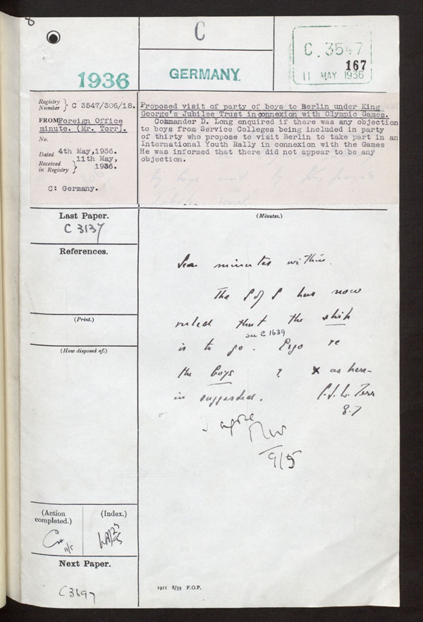 Extract from record FO 371/19940/3547