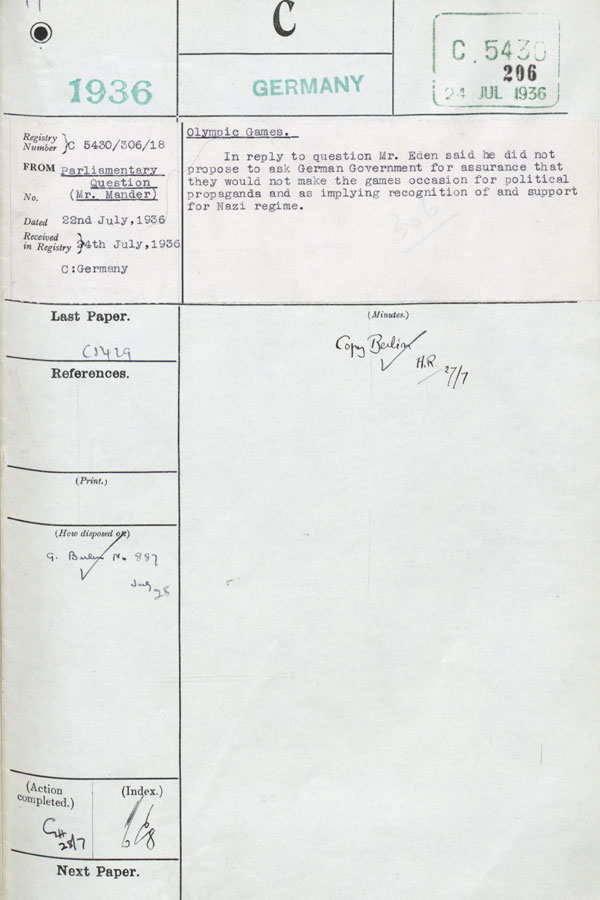Extract from record FO 371/19940/5430