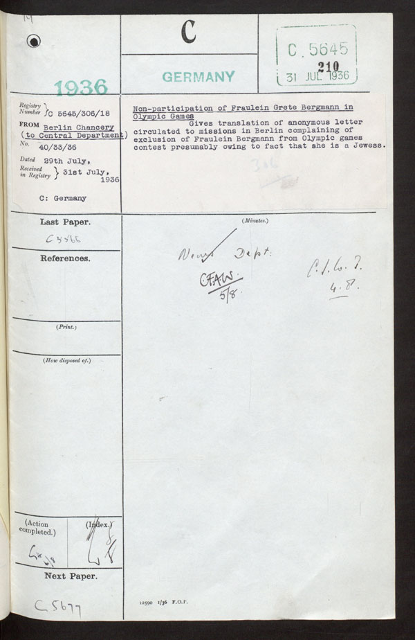 Extract from record FO 371/19940/5645