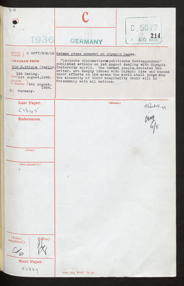 Extract from record FO 371/19940/5677