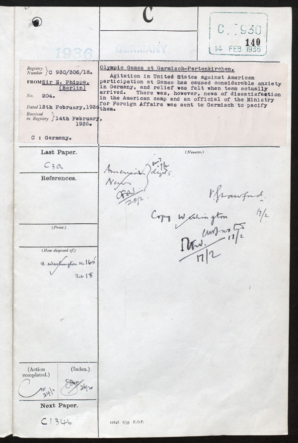 Extract from record FO 371/19940/930