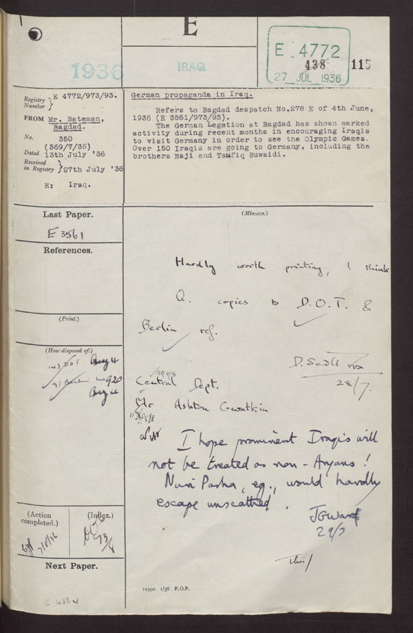 Extract from record FO 371/20010/4772