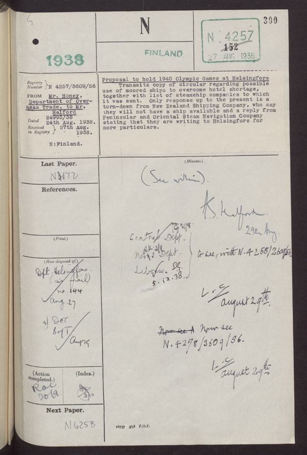 Extract from record FO 371/22270/4257