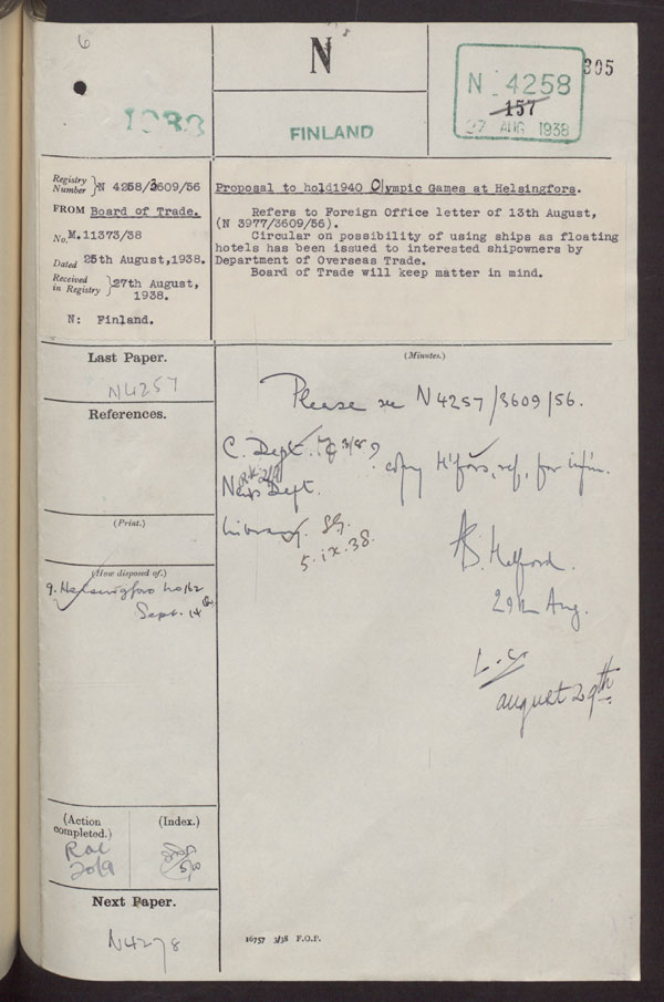 Extract from record FO 371/22270/4258