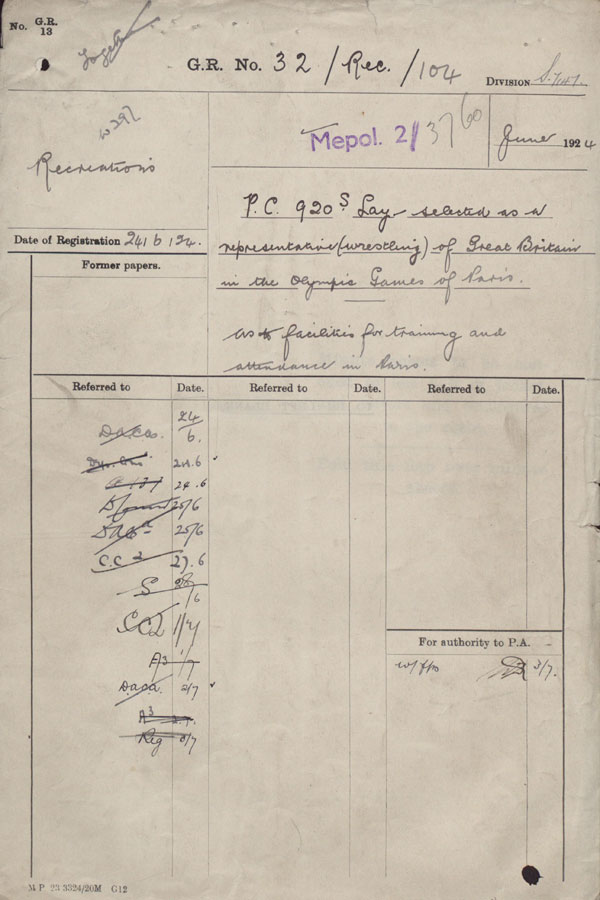 Extract from record MEPO 2/3760/104