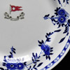 Delft pattern chinaware. A reproduction of a dinner plate designed for the White Star Line that would have been used in Titanic’s second class restaurant. Courtesy Peter Boyd-Smith/Cobwebs.
