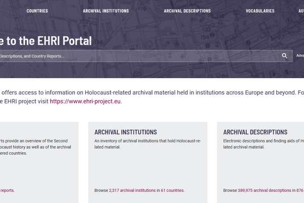 The EHRI portal landing page