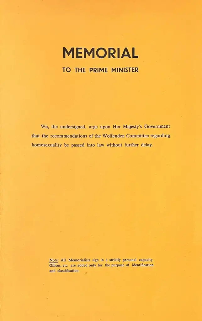 Front cover of typed petition with the words 'Memorial to the Prime Minister'.