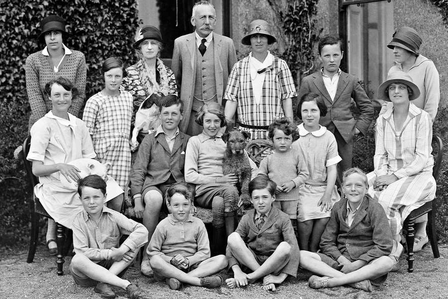 Black and white family photograph