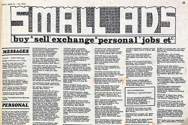 Newspaper page with columns of small text, with sections highlighted in orange.