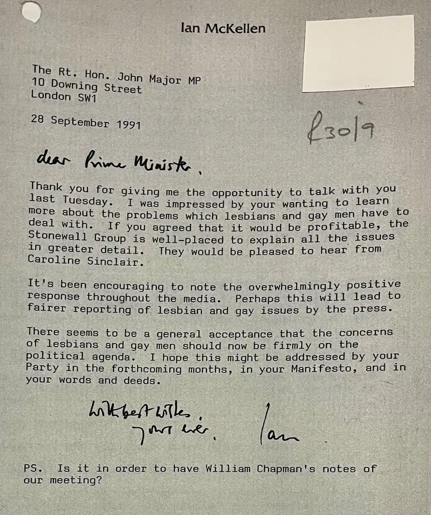 A typed letter signed by Ian McKellen.