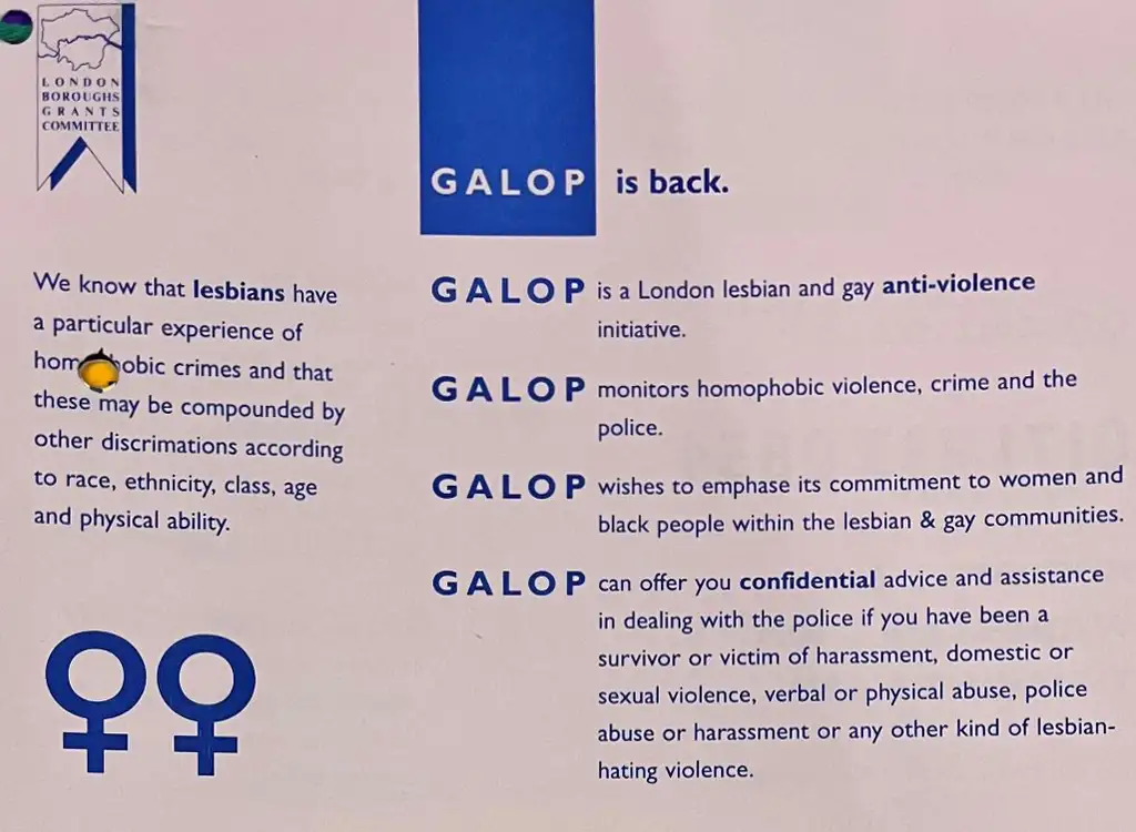 Flyer with text and two women symbols, circles with a small cross underneath.