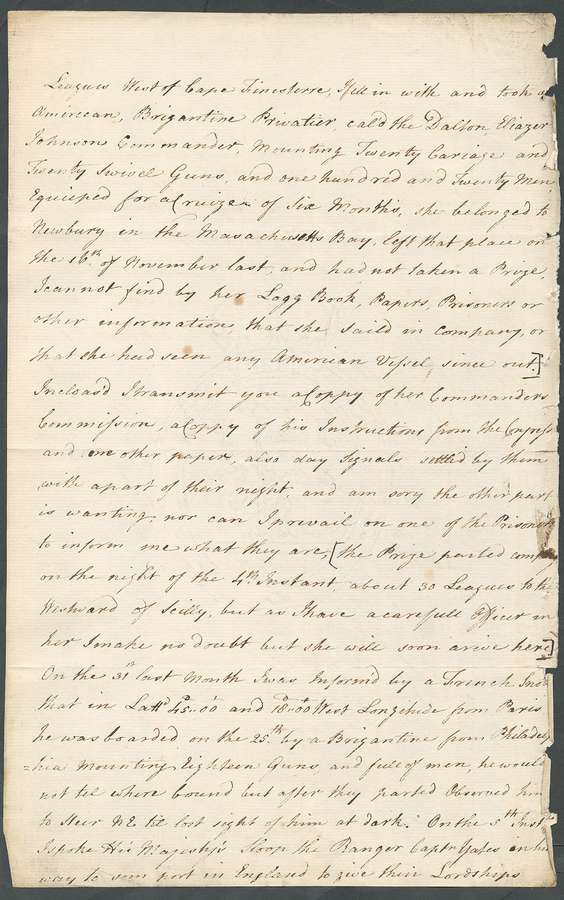 A single sheet of aged, off-white paper with a few blemishes and slight discolouration. It has handwritten text in dark ink across it.