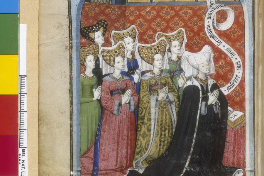 Medieval painting of group of women