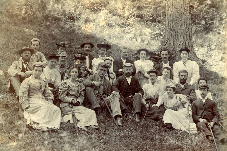 Black and white family photograph