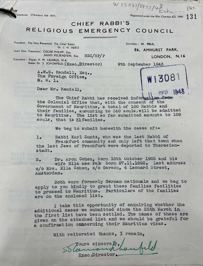 Typewriter typed letter