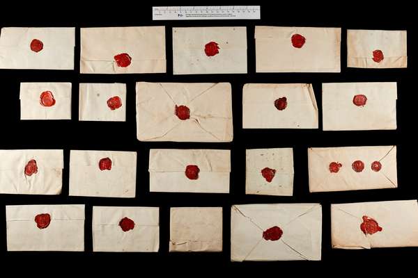 A collection of letters with red seals from the Prize Papers collection.