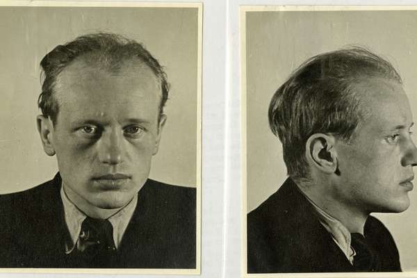 Two head and shoulders pictures of a man in early middle age. One face on, one in side profile.