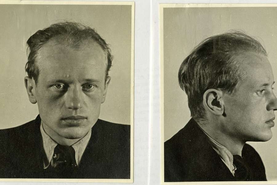 Two head and shoulders pictures of a man in early middle age. One face on, one in side profile.