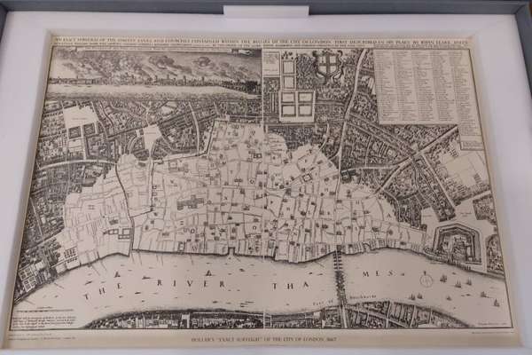 A large map in its protective housing.