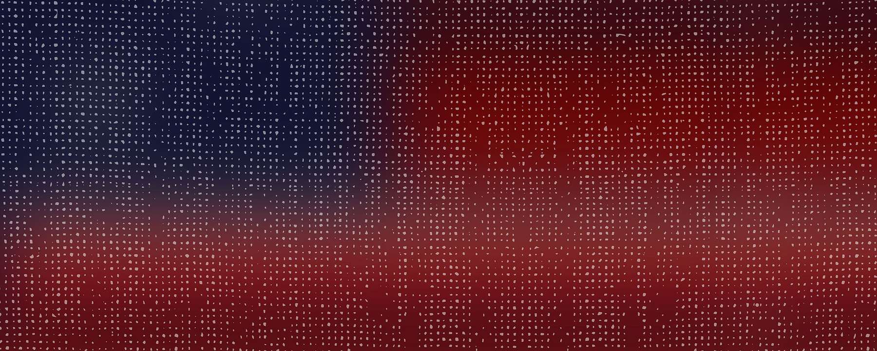 An image that shows the American flag as appearing, there are not yet lines formed, but dots that show the coming of America.