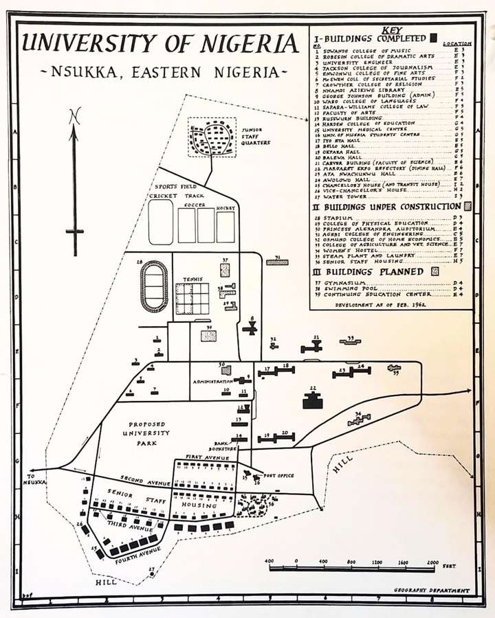 An illustration of the layout of a university campus