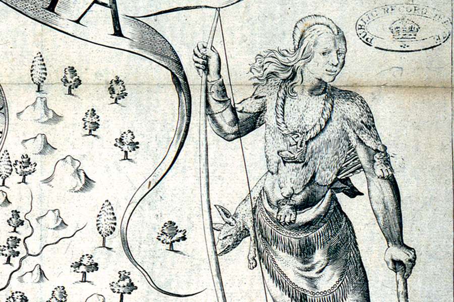 Engraved illustration of a Native American.