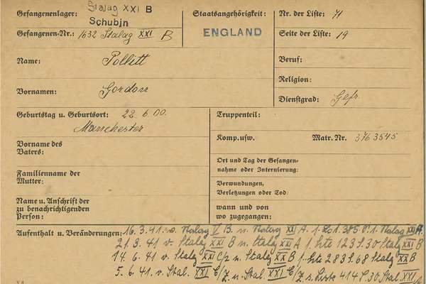 A record card with German writing.