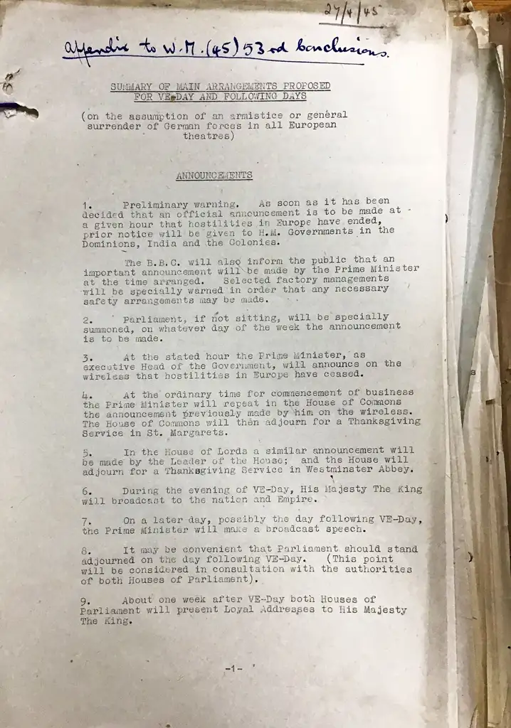 Typewritten document with a handwritten note at the top describing it as an appendix.