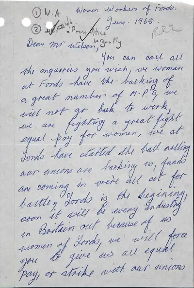 Handwritten note written slightly askew in blue ink.