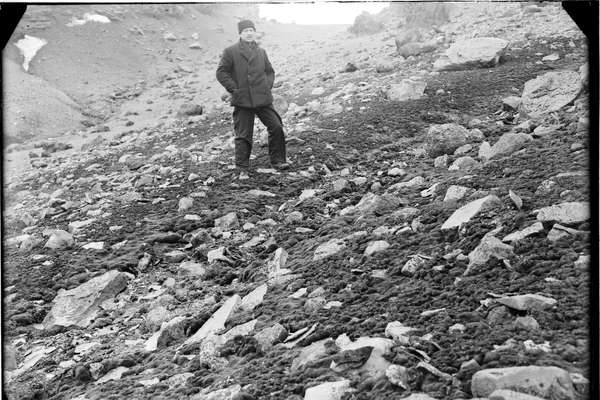 Elke standing in warm clothes while on expedition