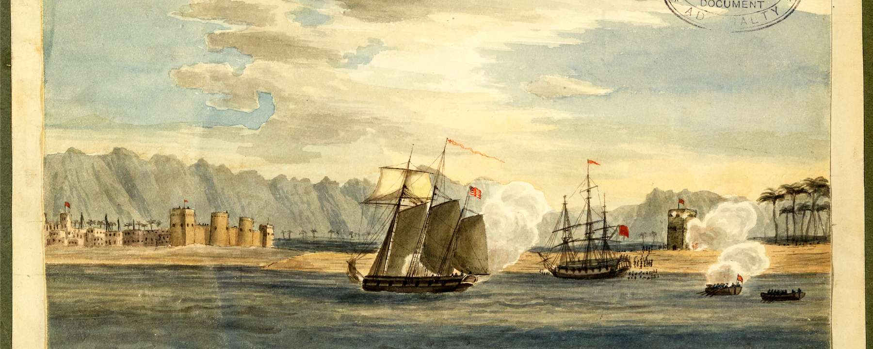 painting of pirate ship being captured at sea