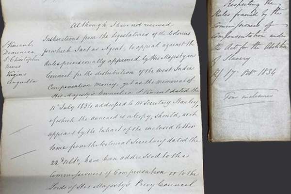 A folded and an unfolded handwritten letter beginning 'Sir,'.