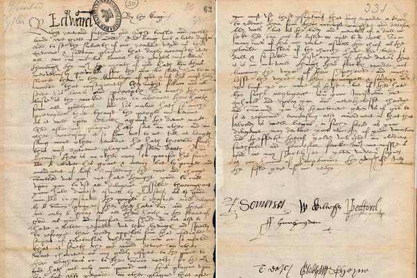 A handwritten letter across two pages of text titled 'Edward' and signed'