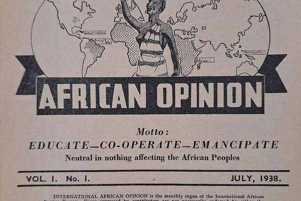The front cover of volume one of International African Opinion.