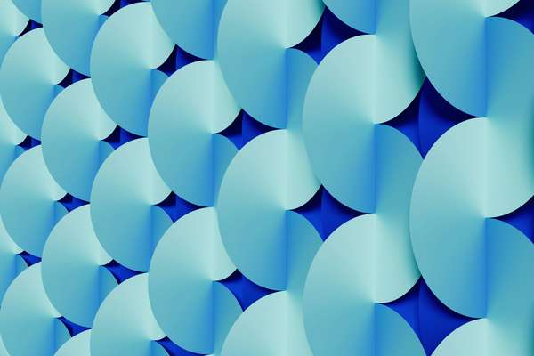 A 3D image with different shades of blue.