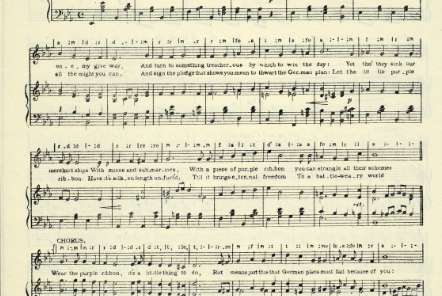 Food Economy campaign sheet music for 'Wear The Purple Ribbon', 1916-17