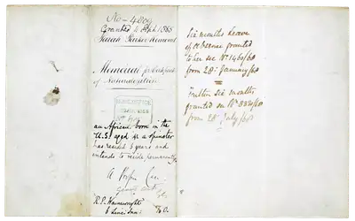 Folded document front page showing key information on the case.