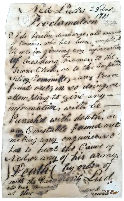 Handwritten note with tidy handwriting but smudged ink and a small section torn from the bottom.