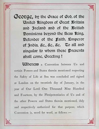 A printed paragraph in a Gothic font above a paragraph in a simple font, all within a red border.