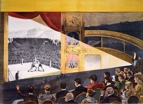 Filmed boxing match presented in theatre 1899 (COPY 1/149 f.267)