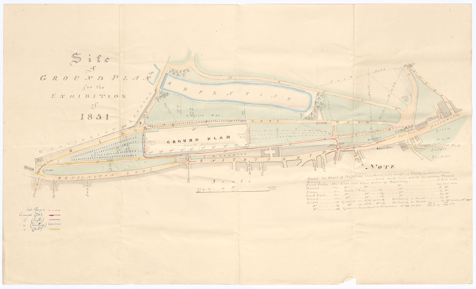 Site plan/map for the Great Exhibition in Hyde Park 1851 (HO 45/3051)