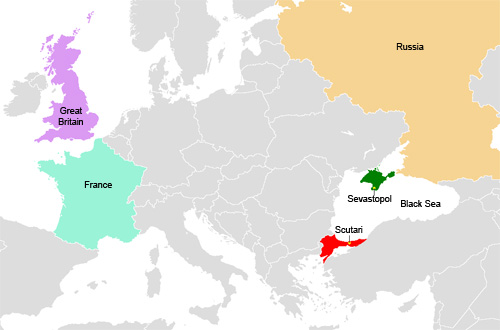 Map of Europe and the Crimea War area